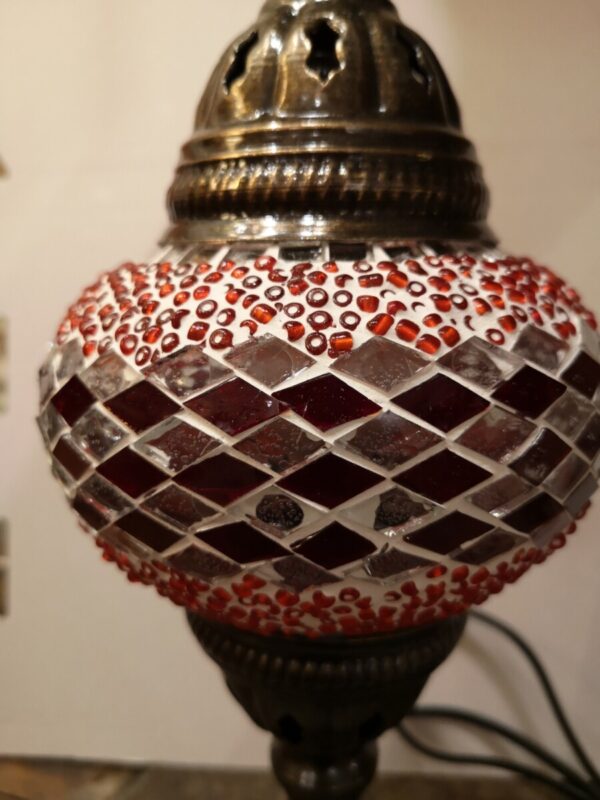 Turkish Mosaic Lamp Red and White Turkish Mosaic Lamp Red and White