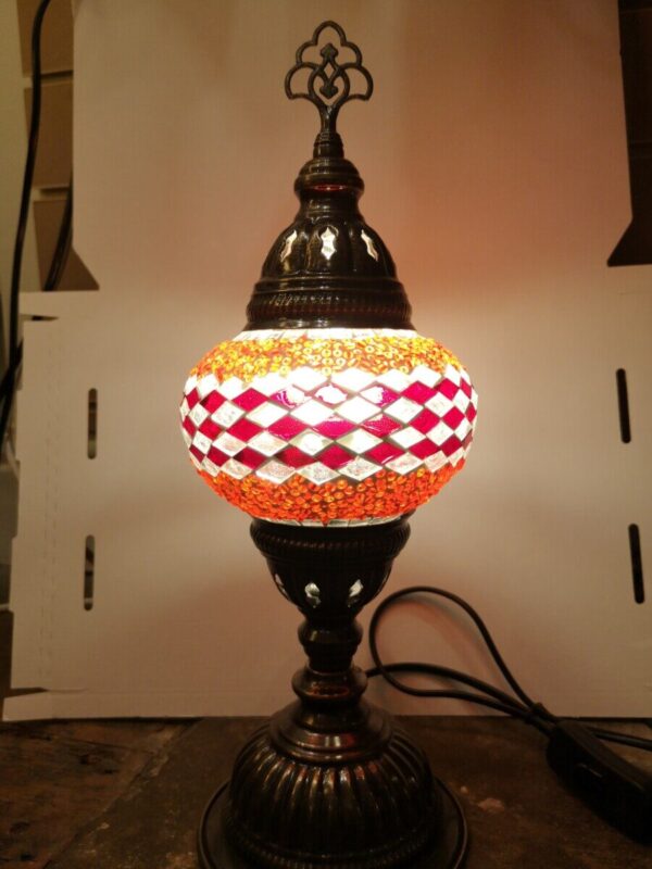 Turkish Mosaic Lamp Red and White Turkish Mosaic Lamp Red and White